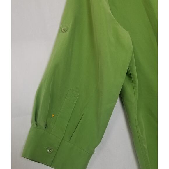 Liz Claiborne 3/4 Sleeve Button-up Blouse Green Rayon Poly Blend Size Large - Picture 5 of 8